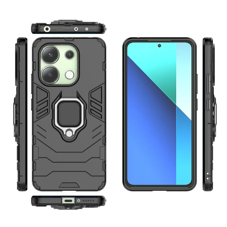 For Xiaomi Redmi Note 13 4G Shockproof PC + TPU Holder Phone Case(Black) - Note 13 Cases by PMC TechLife | Online Shopping South Africa | PMC TechLife | Buy Now Pay Later Mobicred