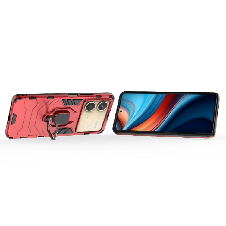 For Xiaomi Redmi Note 13R Pro 5G Shockproof PC + TPU Holder Phone Case(Red) - Xiaomi Cases by PMC TechLife | Online Shopping South Africa | PMC TechLife | Buy Now Pay Later Mobicred