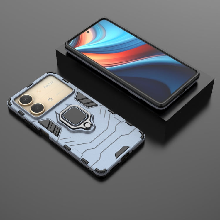 For Xiaomi Redmi Note 13R Pro 5G Shockproof PC + TPU Holder Phone Case(Navy Blue) - Xiaomi Cases by PMC TechLife | Online Shopping South Africa | PMC TechLife | Buy Now Pay Later Mobicred
