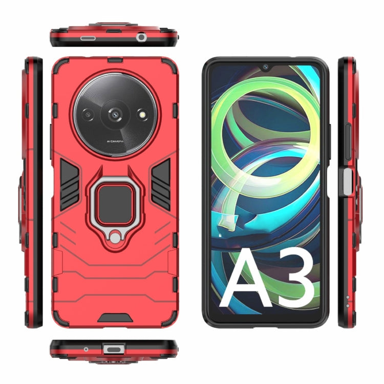 For Xiaomi Redmi A3 4G Shockproof PC + TPU Holder Phone Case(Red) - Xiaomi Cases by PMC TechLife | Online Shopping South Africa | PMC TechLife | Buy Now Pay Later Mobicred