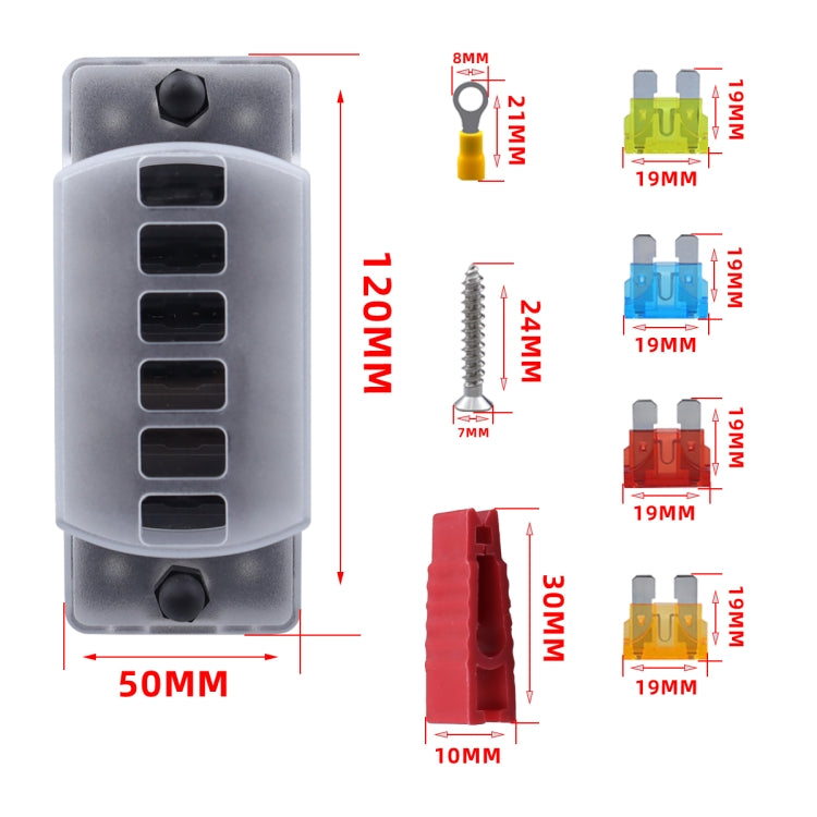 CP-4041 Vertical 6 Way Fuse Block with Fuses and Terminals - Fuse by PMC TechLife | Online Shopping South Africa | PMC TechLife | Buy Now Pay Later Mobicred