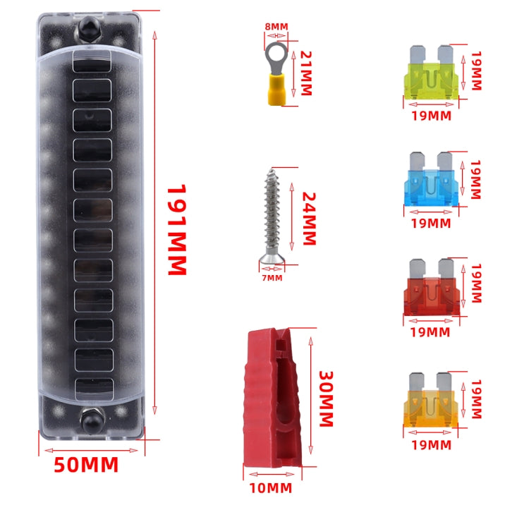 CP-4042 Vertical 12 Way Fuse Block with 12pcs Fuses and 12pcs Rerminals - Fuse by PMC TechLife | Online Shopping South Africa | PMC TechLife | Buy Now Pay Later Mobicred