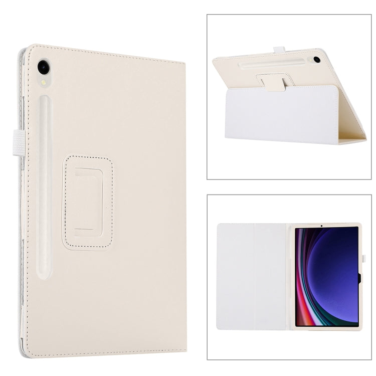 For Samsung Galaxy Tab S9 Ultra Litchi Texture Leather Tablet Case with Holder(White) - Other Galaxy Tab PC by PMC Jewellery | Online Shopping South Africa | PMC Jewellery | Buy Now Pay Later Mobicred