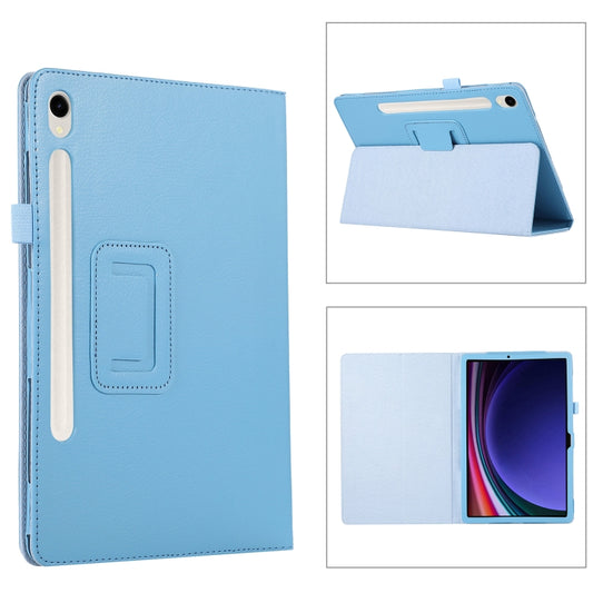 For Samsung Galaxy Tab S9 Ultra Litchi Texture Leather Tablet Case with Holder(Sky Blue) - Other Galaxy Tab PC by PMC Jewellery | Online Shopping South Africa | PMC Jewellery | Buy Now Pay Later Mobicred