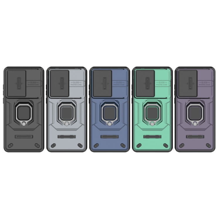 For OnePlus Nord CE3 5G Sliding Camshield TPU + PC Shockproof Phone Case with Holder(Green) - OnePlus Cases by PMC TechLife | Online Shopping South Africa | PMC TechLife | Buy Now Pay Later Mobicred