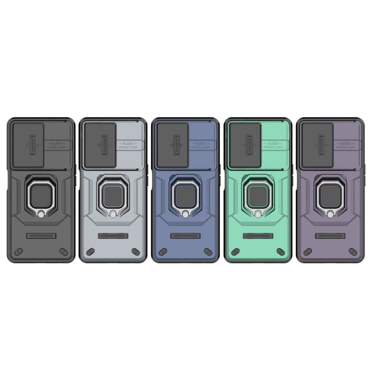 For OnePlus Nord CE 3 Lite 5G Sliding Camshield TPU + PC Shockproof Phone Case with Holder(Grey) - OnePlus Cases by PMC TechLife | Online Shopping South Africa | PMC TechLife | Buy Now Pay Later Mobicred