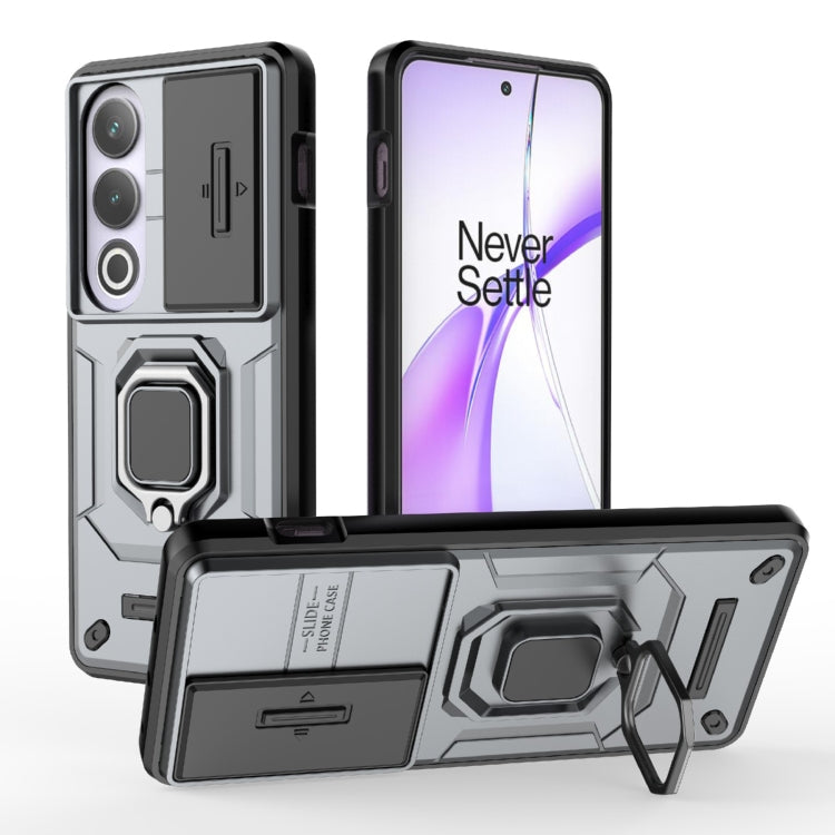 For OnePlus ACE 3V Sliding Camshield TPU + PC Shockproof Phone Case with Holder(Grey) - OnePlus Cases by PMC TechLife | Online Shopping South Africa | PMC TechLife | Buy Now Pay Later Mobicred