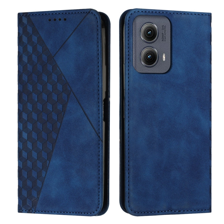 For Motorola Edge 2024 Diamond Splicing Skin Feel Magnetic Leather Phone Case(Blue) - Motorola Cases by PMC Jewellery | Online Shopping South Africa | PMC Jewellery | Buy Now Pay Later Mobicred
