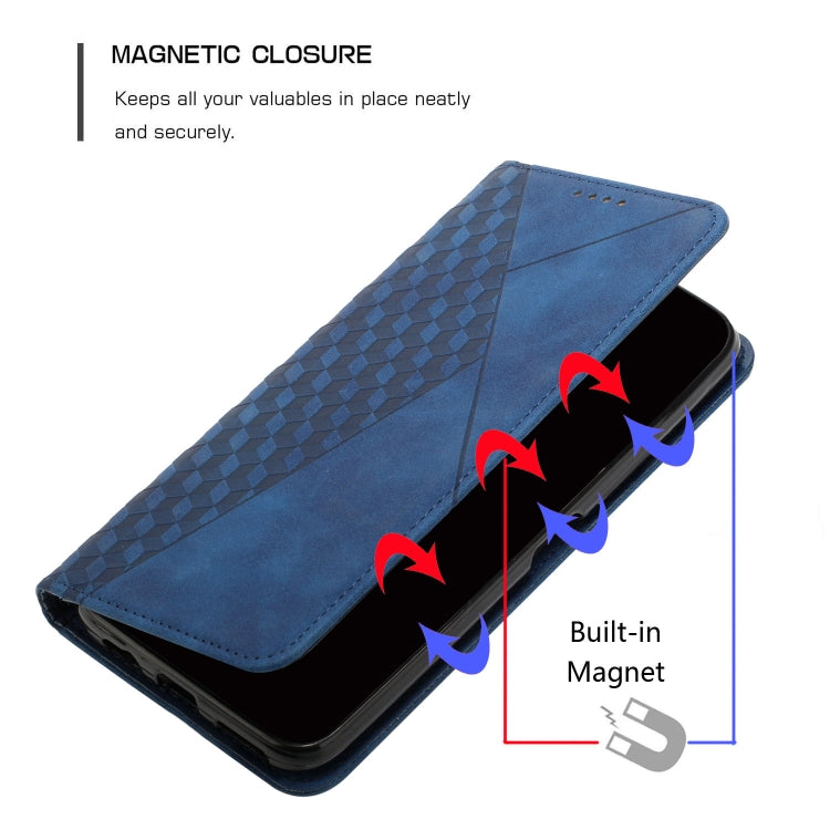 For Motorola Edge 2024 Diamond Splicing Skin Feel Magnetic Leather Phone Case(Blue) - Motorola Cases by PMC Jewellery | Online Shopping South Africa | PMC Jewellery | Buy Now Pay Later Mobicred