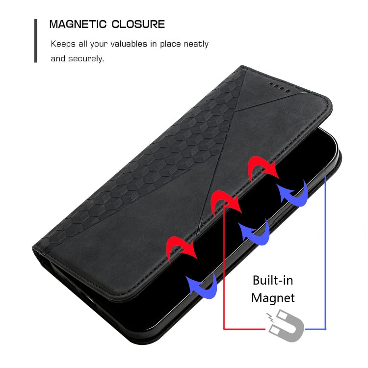 For Motorola Edge 2024 Diamond Splicing Skin Feel Magnetic Leather Phone Case(Black) - Motorola Cases by PMC Jewellery | Online Shopping South Africa | PMC Jewellery | Buy Now Pay Later Mobicred