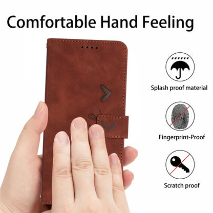 For OPPO A58 4G Skin Feel Heart Pattern Leather Phone Case with Lanyard(Brown) - OPPO Cases by PMC Jewellery | Online Shopping South Africa | PMC Jewellery | Buy Now Pay Later Mobicred