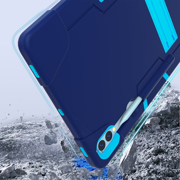 For Samsung Galaxy Tab S9+ Contrast Color Silicone PC Tablet Case with Holder(Navy Blue + Blue) - free shipping - PMC Jewellery - Order now!