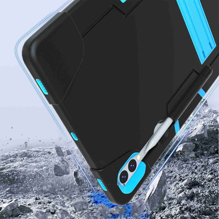 For Samsung Galaxy Tab S9+ Contrast Color Silicone PC Tablet Case with Holder(Black + Blue) - Galaxy Tab S9+ Cases by PMC Jewellery | Online Shopping South Africa | PMC Jewellery | Buy Now Pay Later Mobicred