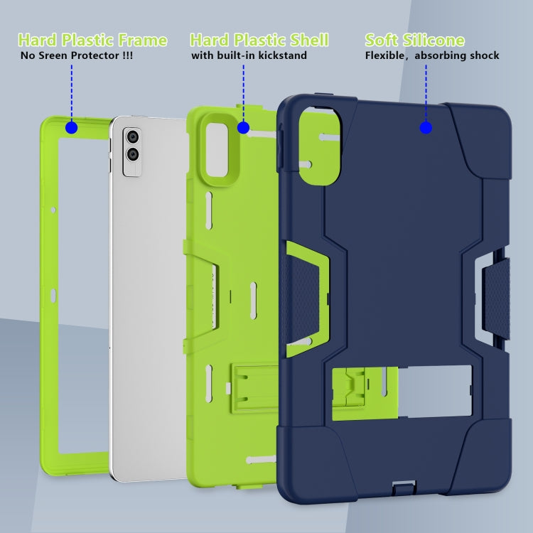For Lenovo Tab M10 5G 10.6 inch Contrast Color Silicone PC Tablete Case with Holder(Navy Blue + Green) - Lenovo by PMC TechLife | Online Shopping South Africa | PMC TechLife | Buy Now Pay Later Mobicred