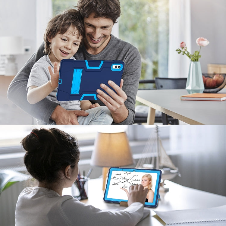 For Lenovo Tab M10 5G 10.6 inch Contrast Color Silicone PC Tablete Case with Holder(Navy Blue + Blue) - Lenovo by PMC TechLife | Online Shopping South Africa | PMC TechLife | Buy Now Pay Later Mobicred