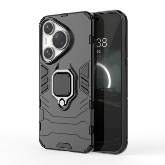 For Huawei Pura 70 Pro / Pura 70 Pro+ Shockproof PC + TPU Holder Phone Case(Black) - Huawei Cases by PMC Jewellery | Online Shopping South Africa | PMC Jewellery | Buy Now Pay Later Mobicred