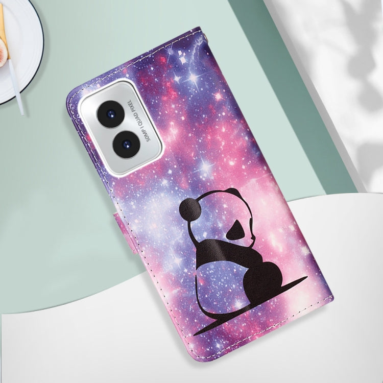 For Motorola Moto G Play 4G 2024 Colored Drawing Pattern Plain Weave Leather Phone Case(Baby Panda) - Motorola Cases by PMC Jewellery | Online Shopping South Africa | PMC Jewellery | Buy Now Pay Later Mobicred