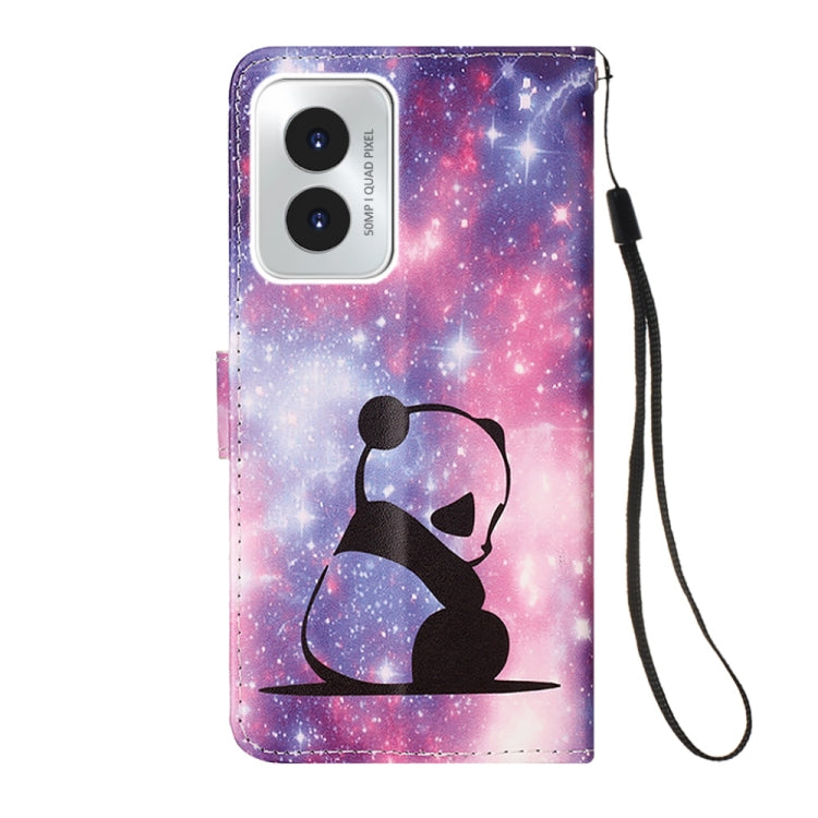 For Motorola Moto G Play 4G 2024 Colored Drawing Pattern Plain Weave Leather Phone Case(Baby Panda) - Motorola Cases by PMC Jewellery | Online Shopping South Africa | PMC Jewellery | Buy Now Pay Later Mobicred