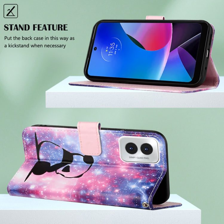 For Motorola Moto G Play 4G 2024 Colored Drawing Pattern Plain Weave Leather Phone Case(Baby Panda) - Motorola Cases by PMC Jewellery | Online Shopping South Africa | PMC Jewellery | Buy Now Pay Later Mobicred