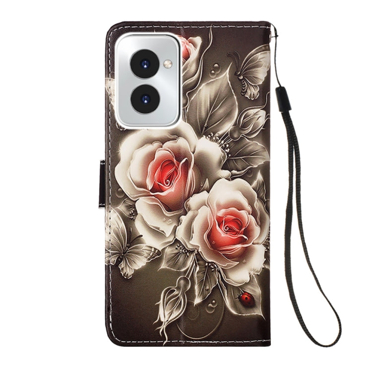For Motorola Moto G Power 5G 2024 Colored Drawing Pattern Plain Weave Leather Phone Case(Roses On Black) - free shipping - PMC Jewellery - Order now!