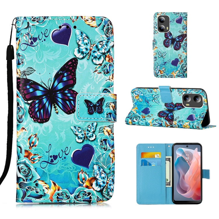 For Motorola Moto G Play 5G 2024 Colored Drawing Pattern Plain Weave Leather Phone Case(Caring Butterfly) - free shipping - PMC Jewellery - Order now!
