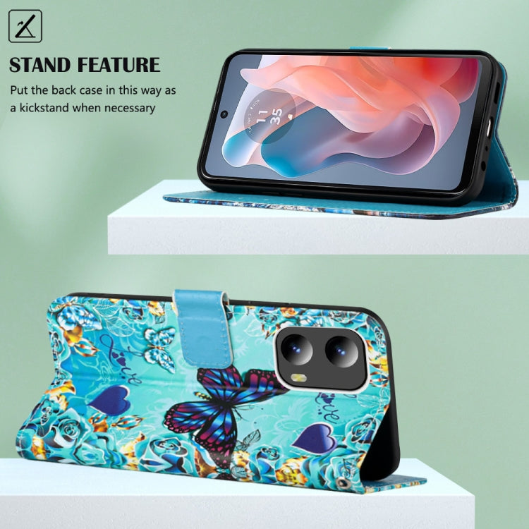 For Motorola Moto G Play 5G 2024 Colored Drawing Pattern Plain Weave Leather Phone Case(Caring Butterfly) - free shipping - PMC Jewellery - Order now!