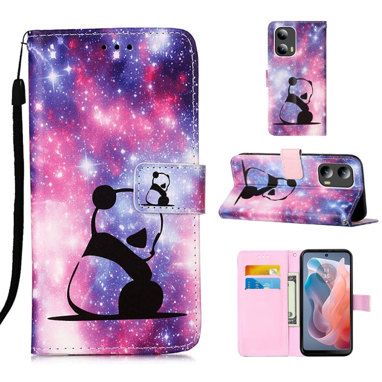 For Motorola Moto G Play 5G 2024 Colored Drawing Pattern Plain Weave Leather Phone Case(Baby Panda) - Motorola Cases by PMC Jewellery | Online Shopping South Africa | PMC Jewellery | Buy Now Pay Later Mobicred