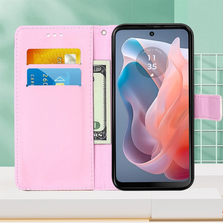 For Motorola Moto G Play 5G 2024 Colored Drawing Pattern Plain Weave Leather Phone Case(Baby Panda) - Motorola Cases by PMC Jewellery | Online Shopping South Africa | PMC Jewellery | Buy Now Pay Later Mobicred