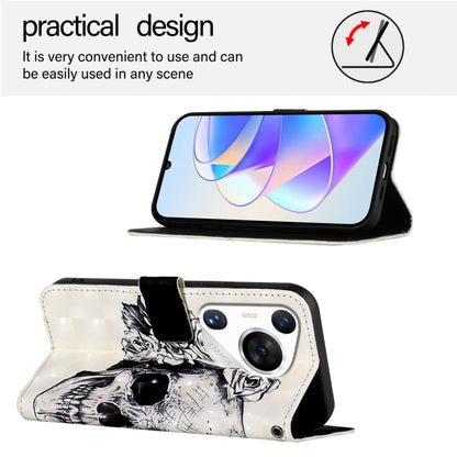 For Huawei Pura 70 Pro 3D Painting Horizontal Flip Leather Phone Case(Skull) - Huawei Cases by PMC Jewellery | Online Shopping South Africa | PMC Jewellery | Buy Now Pay Later Mobicred