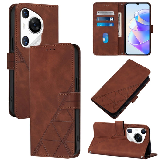 For Huawei Pura 70 Pro Crossbody 3D Embossed Flip Leather Phone Case(Brown) - Huawei Cases by PMC Jewellery | Online Shopping South Africa | PMC Jewellery | Buy Now Pay Later Mobicred