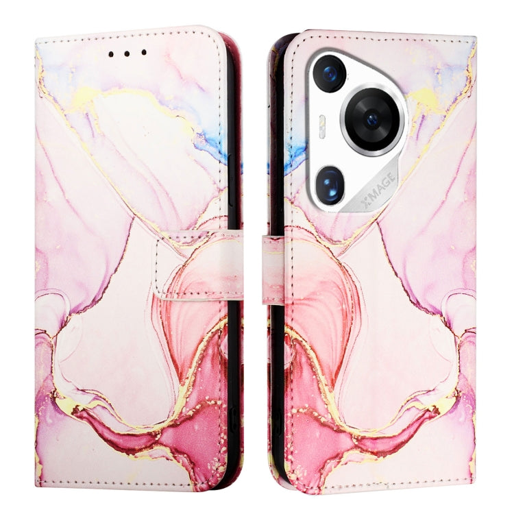 For Huawei Pura 70 Pro / 70 Pro+ PT003 Marble Pattern Flip Leather Phone Case(LS005 Rose Gold) - Huawei Cases by PMC Jewellery | Online Shopping South Africa | PMC Jewellery | Buy Now Pay Later Mobicred