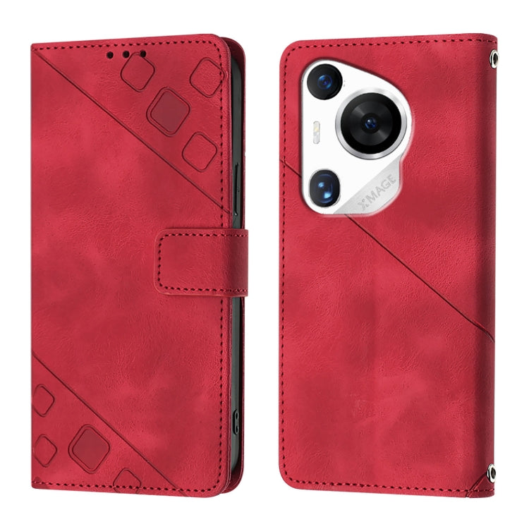 For Huawei Pura 70 Pro Skin Feel Embossed Leather Phone Case(Red) - Huawei Cases by PMC Jewellery | Online Shopping South Africa | PMC Jewellery | Buy Now Pay Later Mobicred