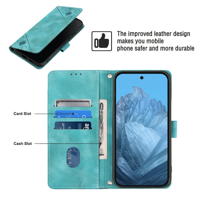 For Google Pixel 9 / 9 Pro Skin-feel Embossed Leather Phone Case(Green) - Google Cases by PMC TechLife | Online Shopping South Africa | PMC TechLife | Buy Now Pay Later Mobicred