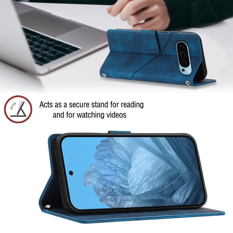 For Google Pixel 9 / 9 Pro Skin-feel Embossed Leather Phone Case(Blue) - Google Cases by PMC TechLife | Online Shopping South Africa | PMC TechLife | Buy Now Pay Later Mobicred