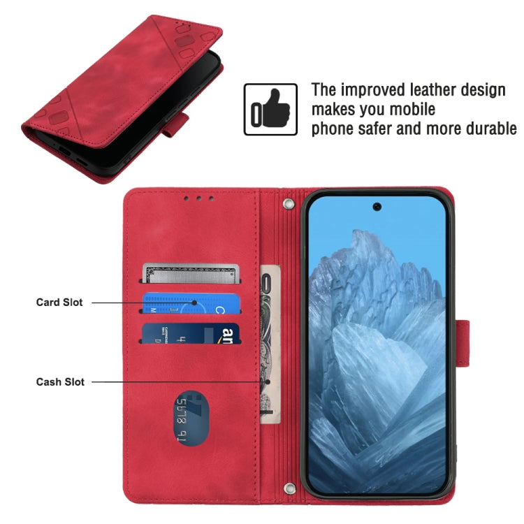 For Google Pixel 9 / 9 Pro Skin-feel Embossed Leather Phone Case(Red) - Google Cases by PMC Jewellery | Online Shopping South Africa | PMC Jewellery | Buy Now Pay Later Mobicred