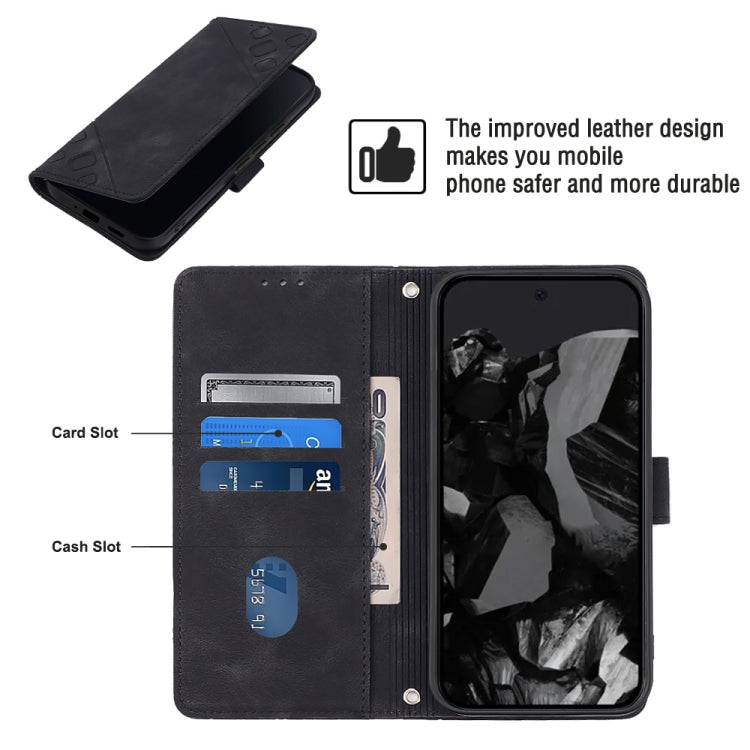 For Google Pixel 9 Pro XL Skin-feel Embossed Leather Phone Case(Black) - Google Cases by PMC TechLife | Online Shopping South Africa | PMC TechLife | Buy Now Pay Later Mobicred