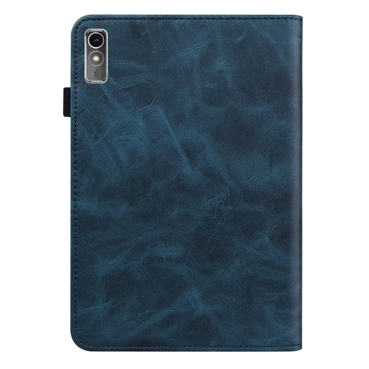 For Lenovo Xiaoxin Pad Pro 12.7 Solid Color Stripe Embossed Leather Tablet Case(Blue) - Lenovo by PMC TechLife | Online Shopping South Africa | PMC TechLife | Buy Now Pay Later Mobicred