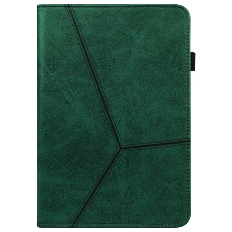 For Lenovo Xiaoxin Pad Pro 12.7 Solid Color Stripe Embossed Leather Tablet Case(Green) - Lenovo by PMC TechLife | Online Shopping South Africa | PMC TechLife | Buy Now Pay Later Mobicred