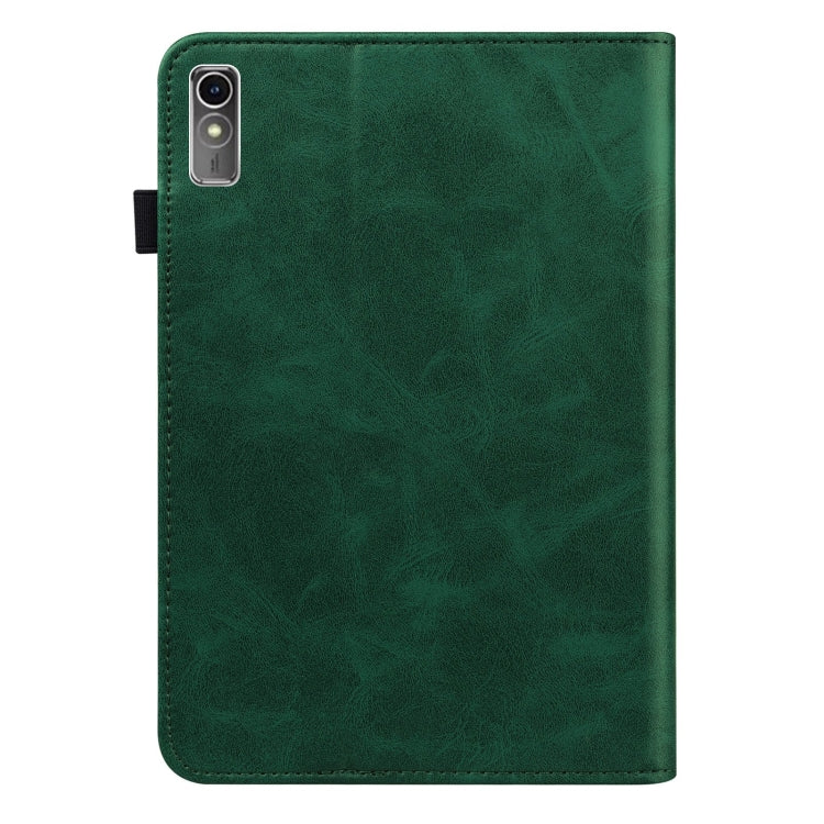 For Lenovo Xiaoxin Pad Pro 12.7 Solid Color Stripe Embossed Leather Tablet Case(Green) - Lenovo by PMC TechLife | Online Shopping South Africa | PMC TechLife | Buy Now Pay Later Mobicred