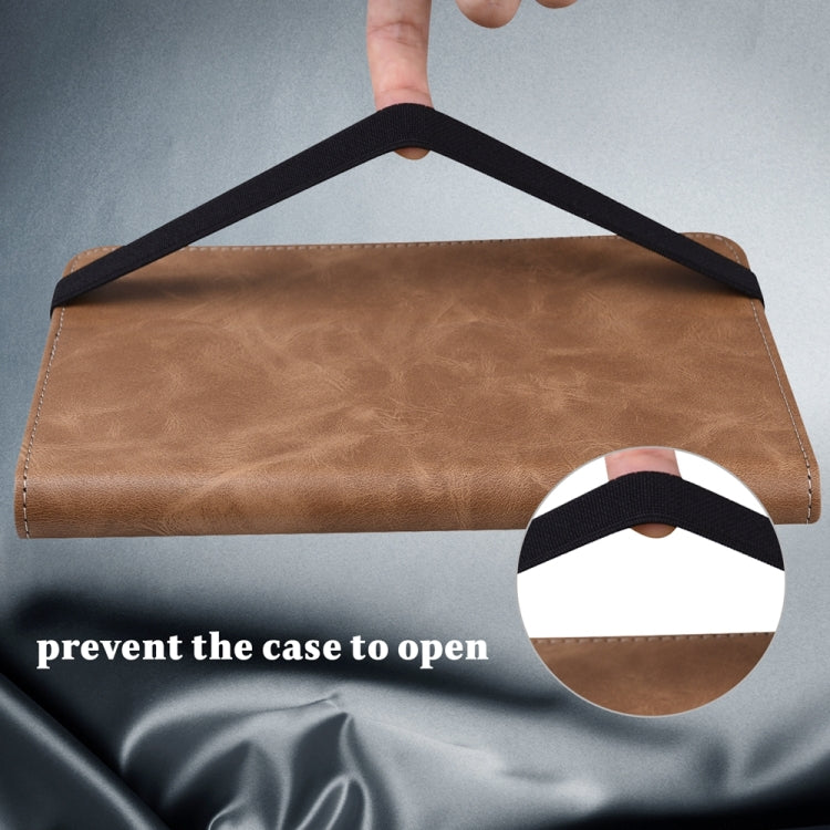 For Samsung Galaxy Tab S7+/S8+/S9+/S9 FE+ Solid Color Stripe Embossed Leather Tablet Case(Brown) - Galaxy Tab S9 FE+ by PMC TechLife | Online Shopping South Africa | PMC TechLife