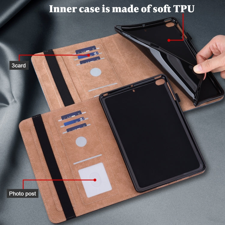 For Samsung Galaxy Tab S7/S8/S9/S9 FE Solid Color Stripe Embossed Leather Tablet Case(Blue) - Galaxy Tab S9 FE by PMC TechLife | Online Shopping South Africa | PMC TechLife