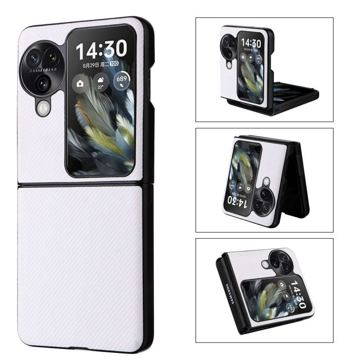 For OPPO Find N3 Flip PU Leather PC Phone Case(White) - Find N3 Flip Cases by PMC TechLife | Online Shopping South Africa | PMC TechLife | Buy Now Pay Later Mobicred