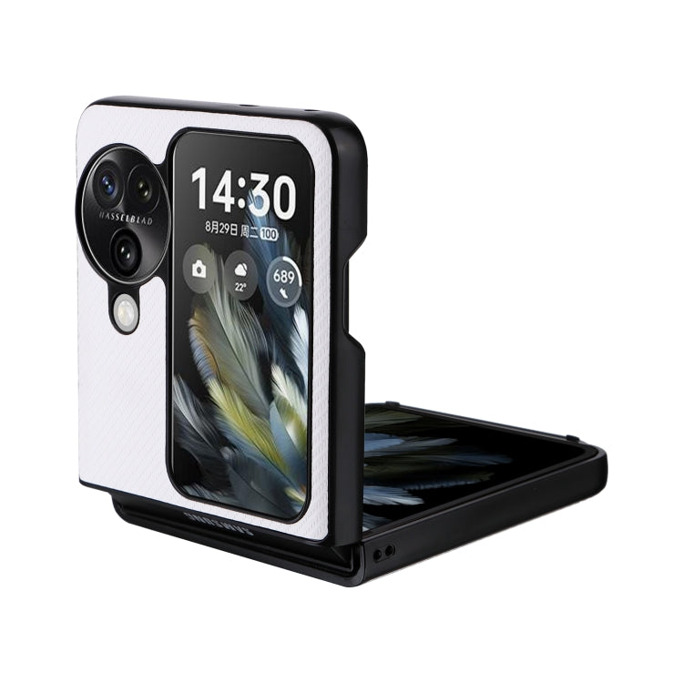 For OPPO Find N3 Flip PU Leather PC Phone Case(White) - Find N3 Flip Cases by PMC TechLife | Online Shopping South Africa | PMC TechLife | Buy Now Pay Later Mobicred