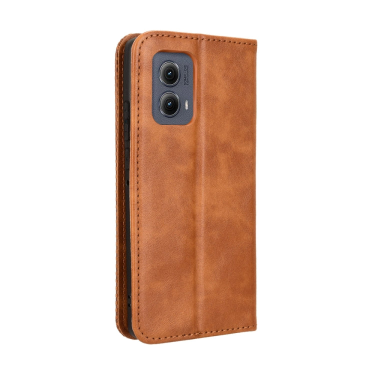 For Motorola Edge 2024 5G Magnetic Buckle Retro Texture Leather Phone Case(Brown) - Motorola Cases by PMC Jewellery | Online Shopping South Africa | PMC Jewellery | Buy Now Pay Later Mobicred