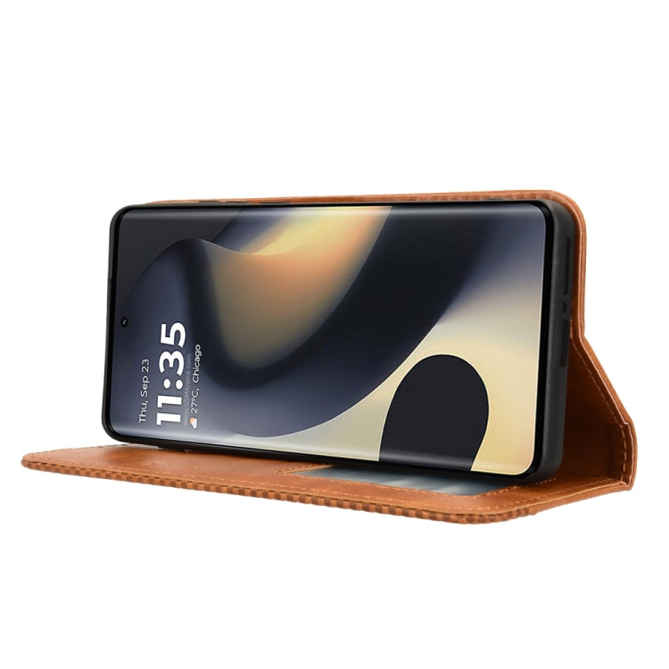 For Motorola Edge 2024 5G Magnetic Buckle Retro Texture Leather Phone Case(Brown) - Motorola Cases by PMC Jewellery | Online Shopping South Africa | PMC Jewellery | Buy Now Pay Later Mobicred