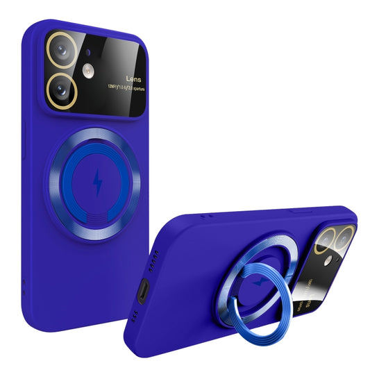 For iPhone 12 Large Window MagSafe Magnetic Holder Phone Case(Klein Blue) - iPhone 12 / 12 Pro Cases by PMC Jewellery | Online Shopping South Africa | PMC Jewellery