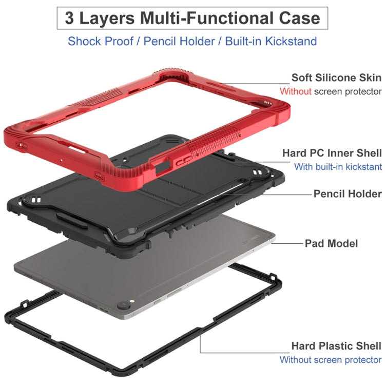 For Samsung Galaxy Tab S9 Shockproof Silicone Hybrid PC Tablet Case with Holder(Black + Red) - Galaxy Tab S9 Cases by PMC Jewellery | Online Shopping South Africa | PMC Jewellery | Buy Now Pay Later Mobicred