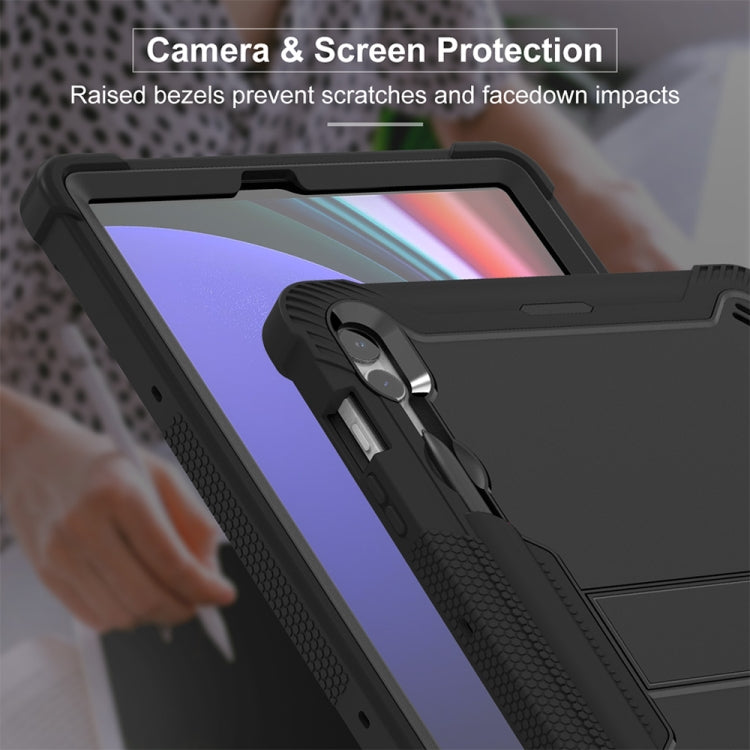 For Samsung Galaxy Tab S9+ Shockproof Silicone Hybrid PC Tablet Case with Holder(Black) - Galaxy Tab S9+ Cases by PMC Jewellery | Online Shopping South Africa | PMC Jewellery | Buy Now Pay Later Mobicred