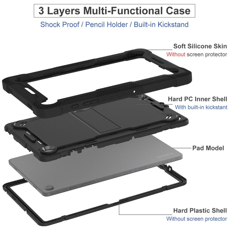 For Samsung Galaxy Tab A9+ Shockproof Silicone Hybrid PC Tablet Case with Holder(Black) - free shipping - PMC TechLife - Order now!