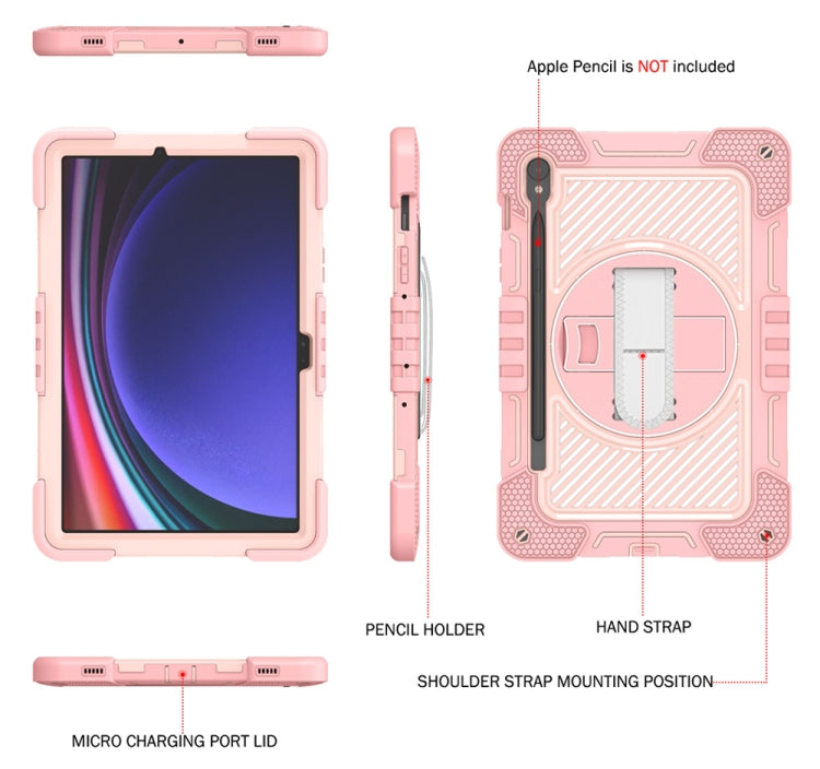 For Samsung Galaxy Tab S9 360 Degree Rotation PC Contrast Silicone Tablet Case(Rose Gold) - free shipping - PMC Jewellery - Order now!